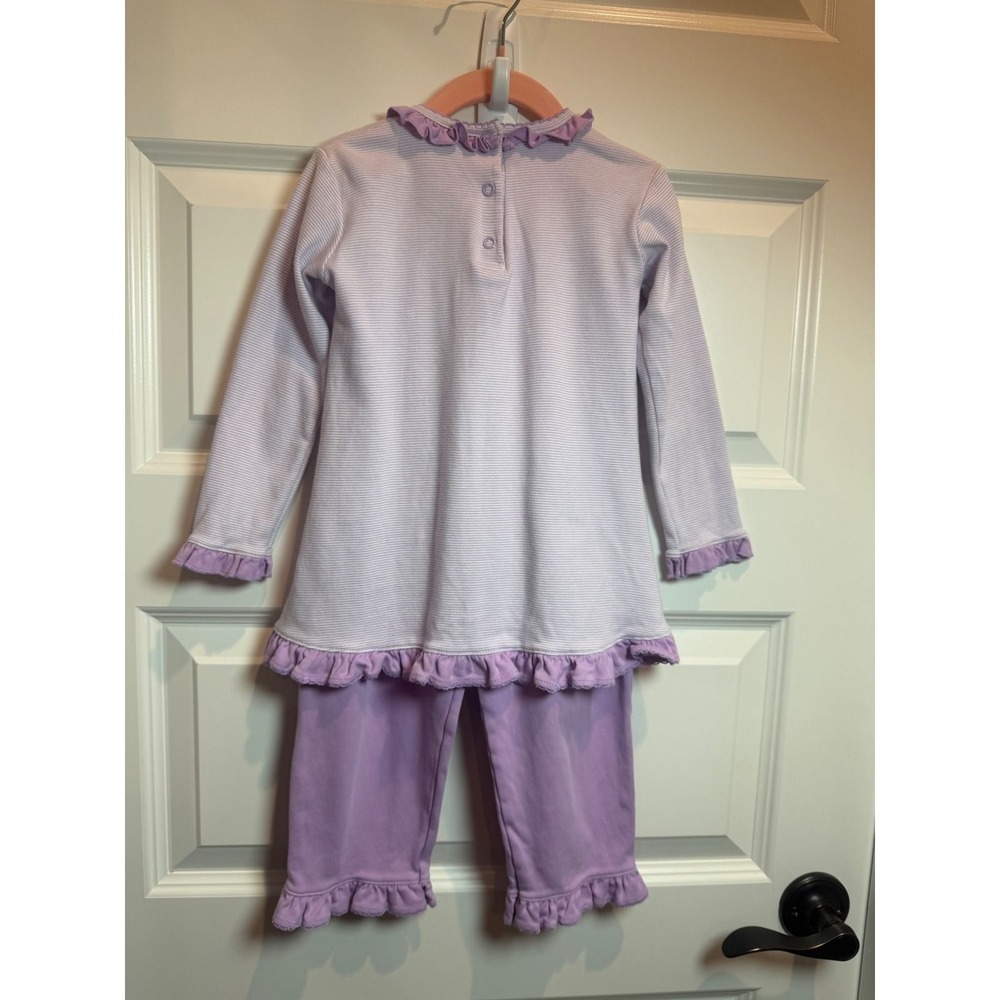 Squiggles by Charlie Girls Purple Pima Cotton Castle Ruffle Pajama Set 4/5 - Picture 2 of 8